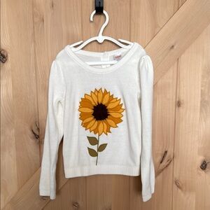 GYMBOREE Girls Embroidered Sunflower Sweater - Autumn Harvest - White